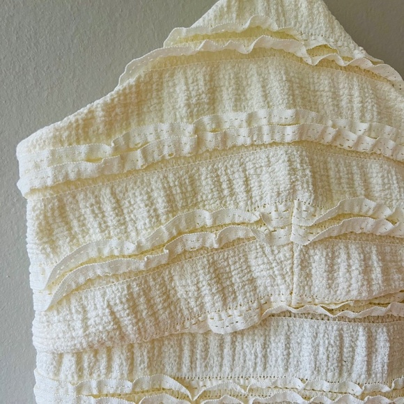 GLG XL Good Luck Gem Beige Lucy Ruffled Lace Tank Crop Top Stretch Semi Lined - Picture 4 of 8